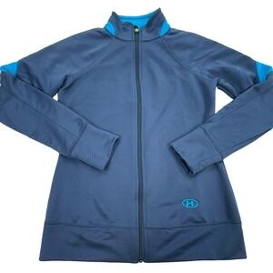 Under Armour Jacket Women Small Blue Soft Shell Performance Track Suit Warm Up